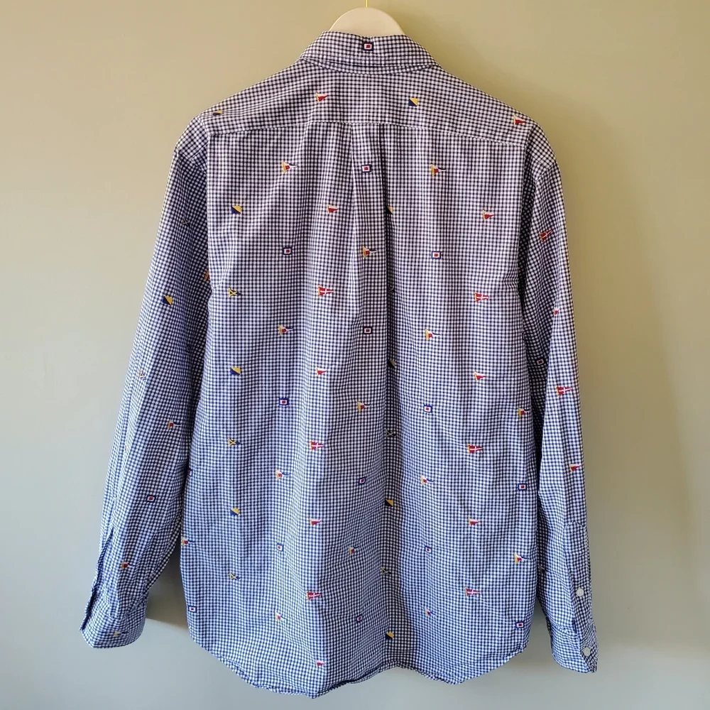 Ralph Lauren L Classic Fit Check Gingham Flags Nautical Old Money Button Shirt - Picture 8 of 10